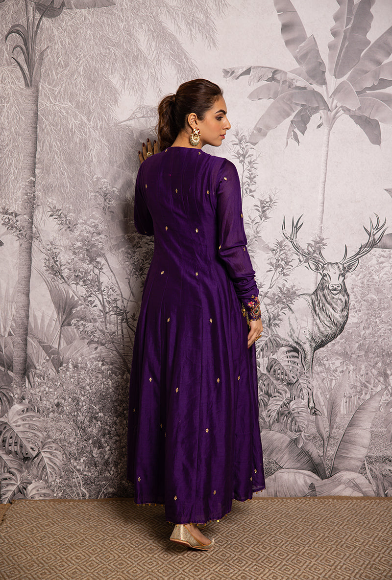 Purple Zardozi Paisley Shaheen Angrakha Anarkali Set