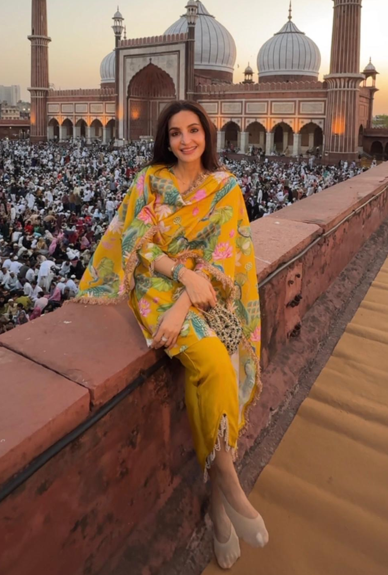 Sumaya Dalmia in Yellow Printed Short Kamli Kurta Set