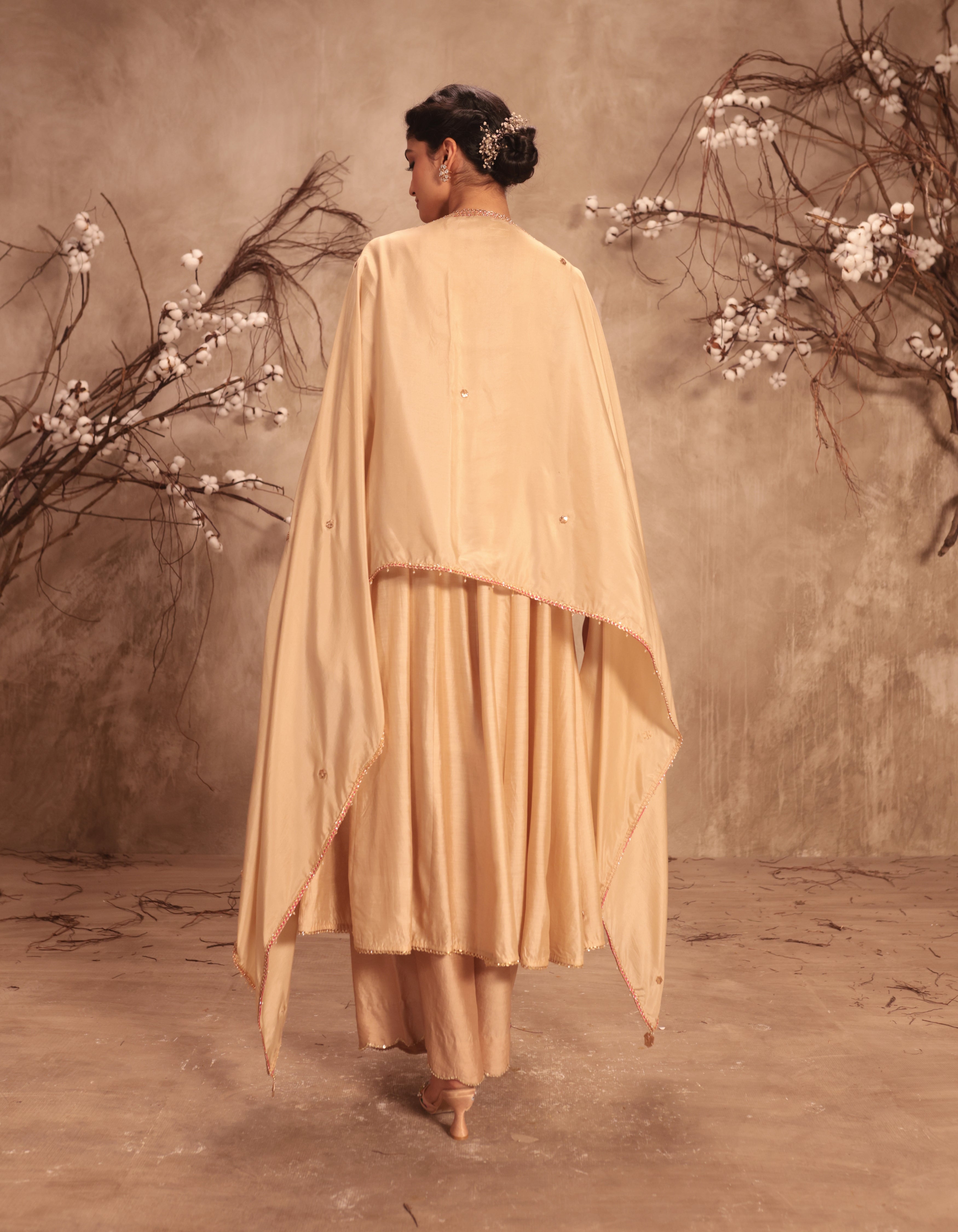 Ivory Multicolour Yoke Rani Anarkali Set