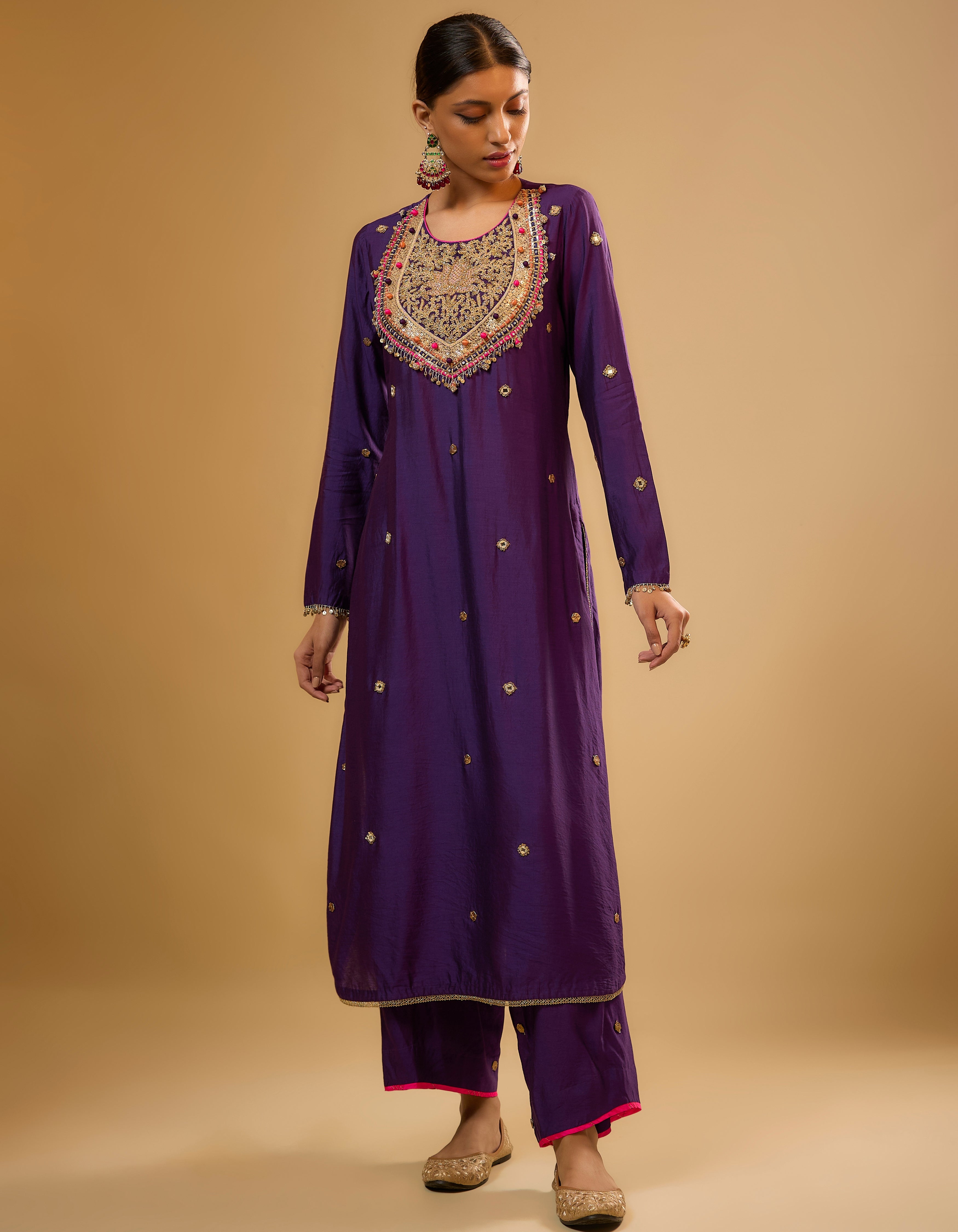 Purple Lotus Yoke Rani Kurta Set