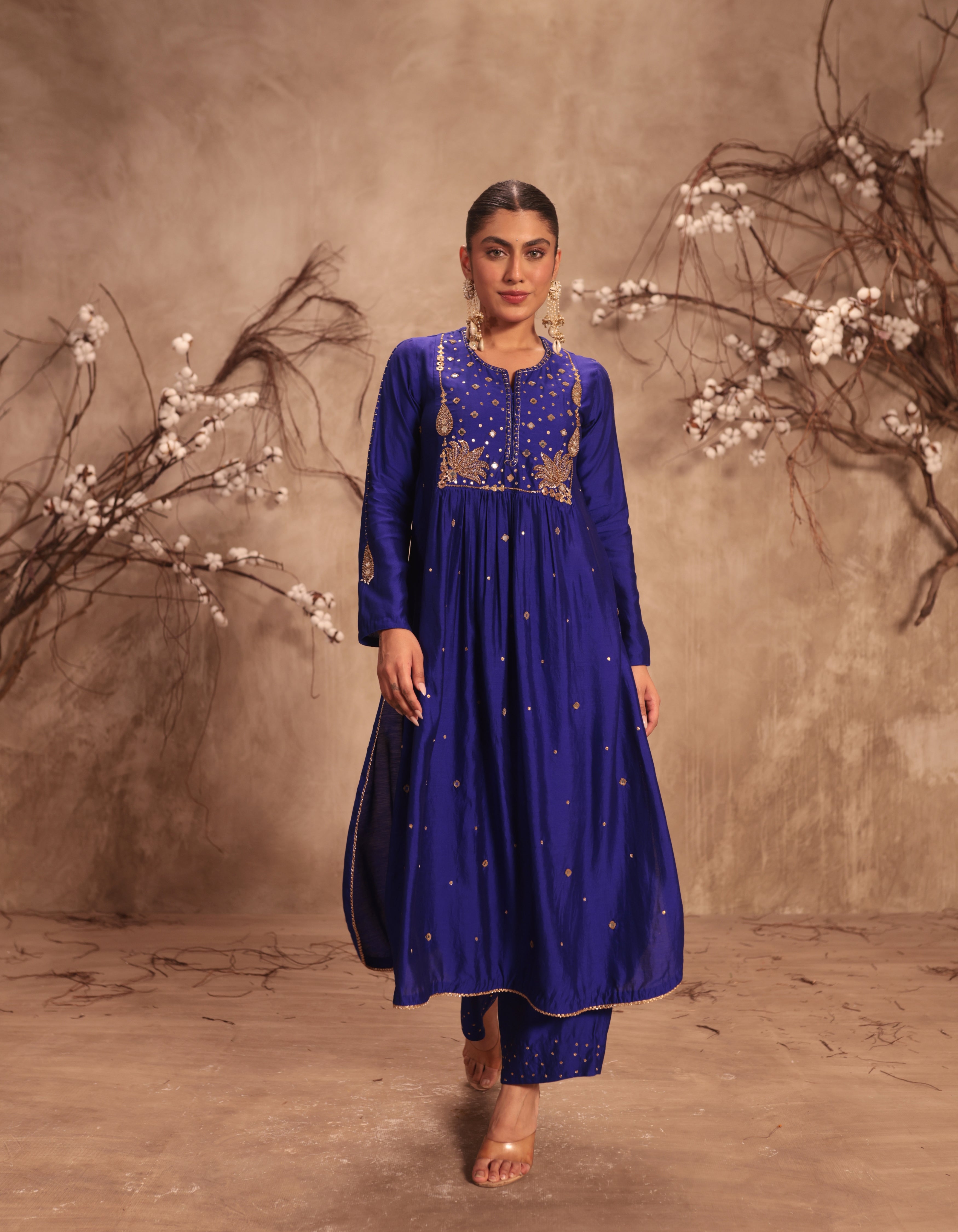 Indigo Frockstyle Rani Kurta Set