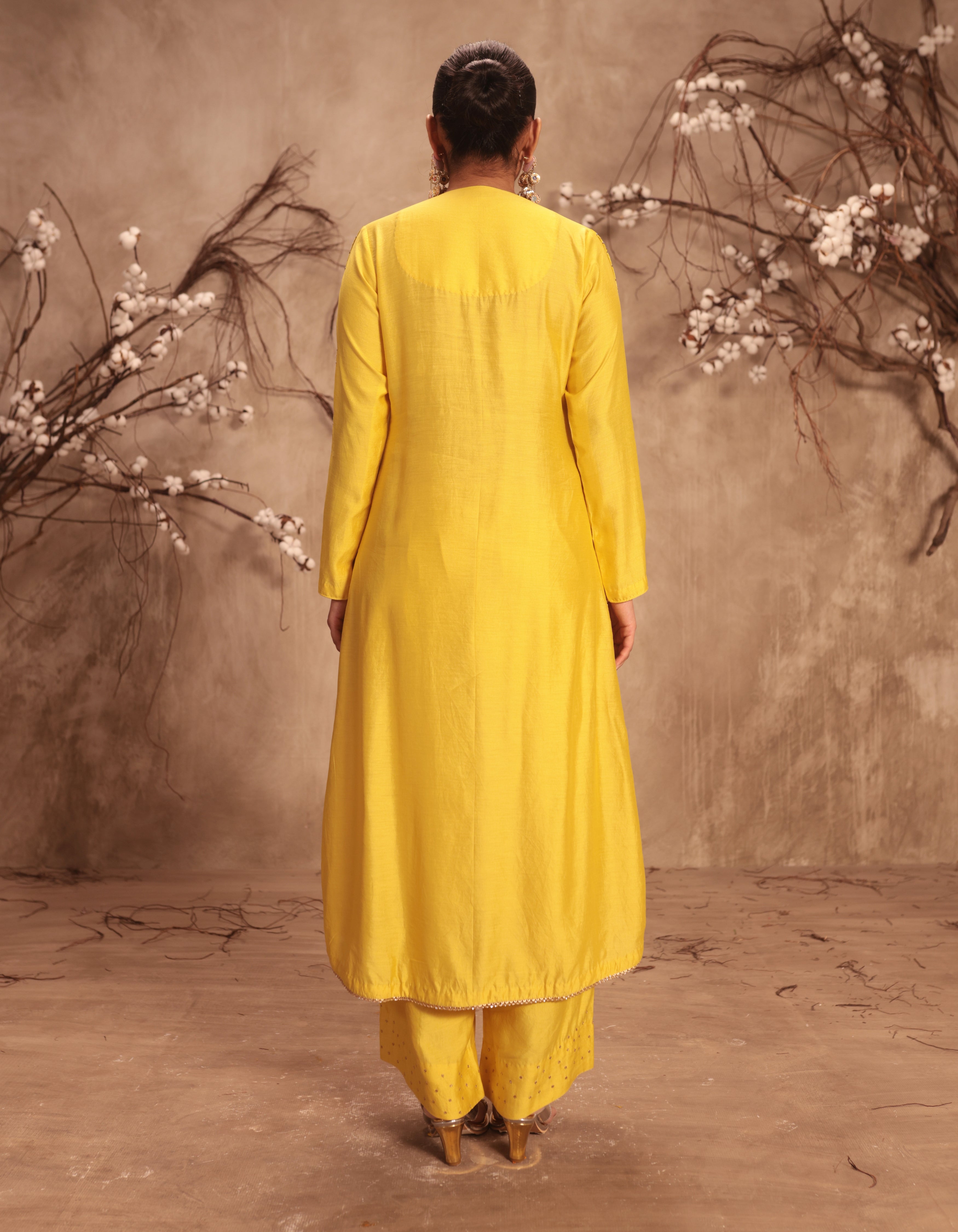 Yellow Frockstyle Rani Kurta Set