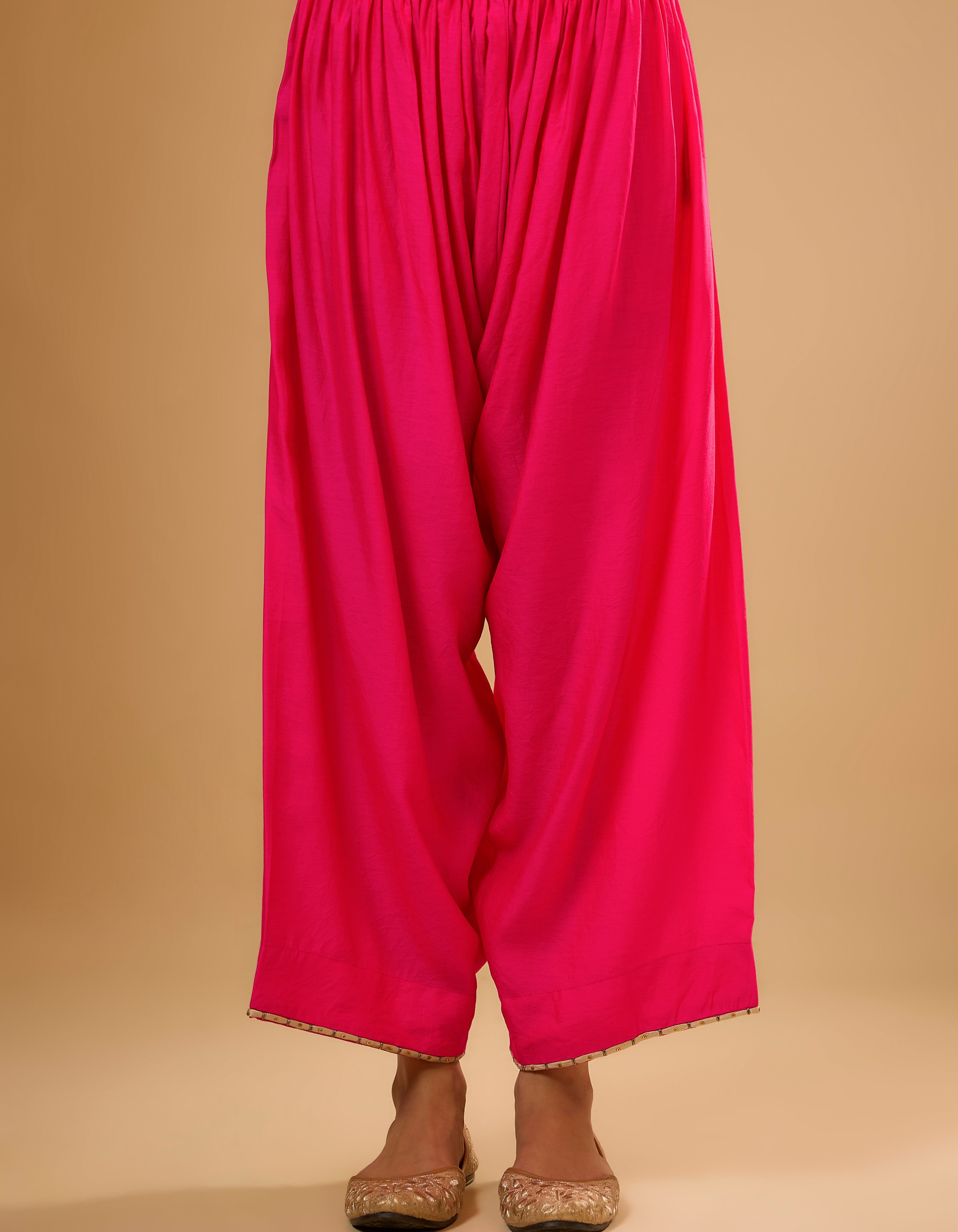 Hot Pink Applique Rani Kurta Set