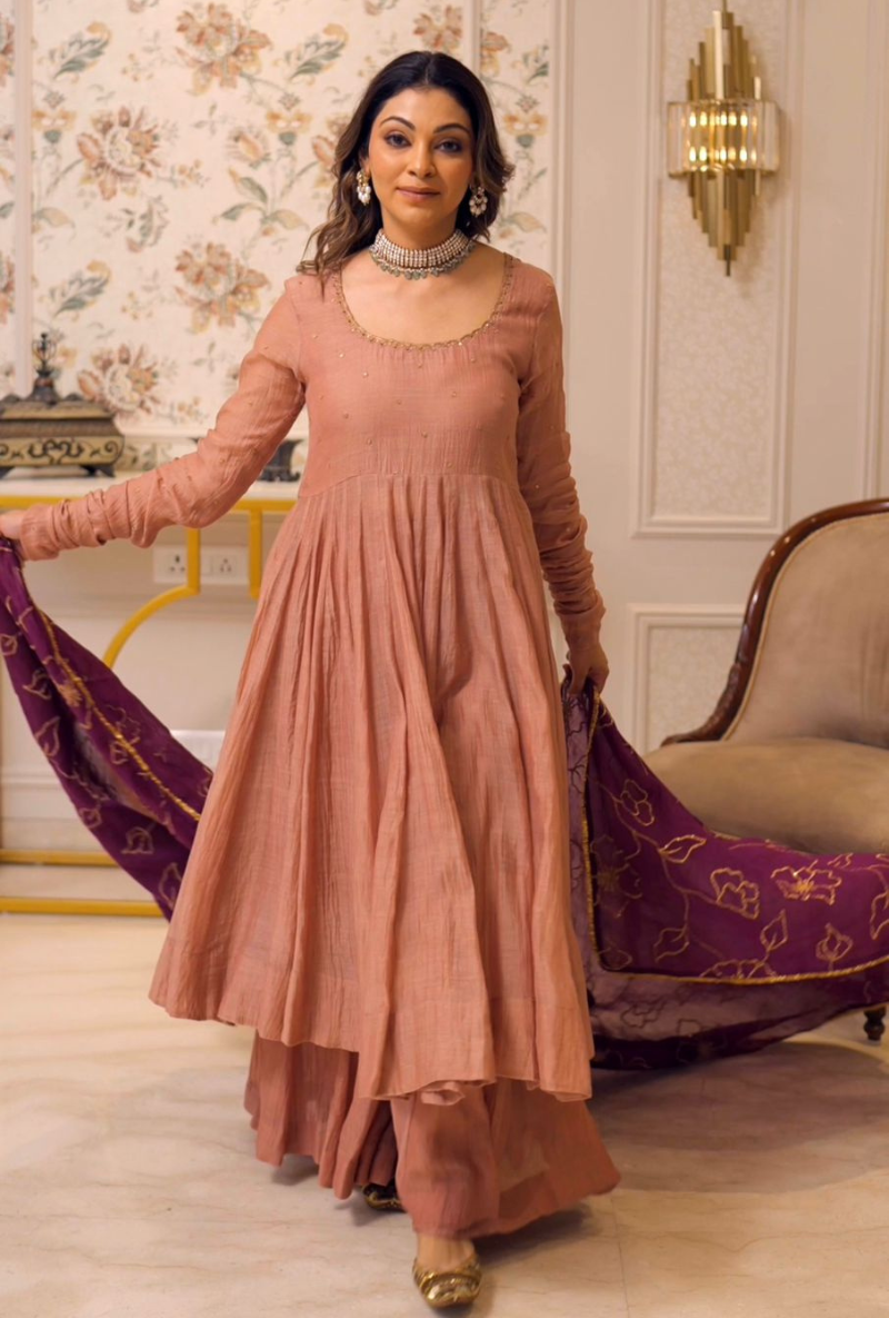 Meghna Nayyar in Onion Pink Anarkali Set