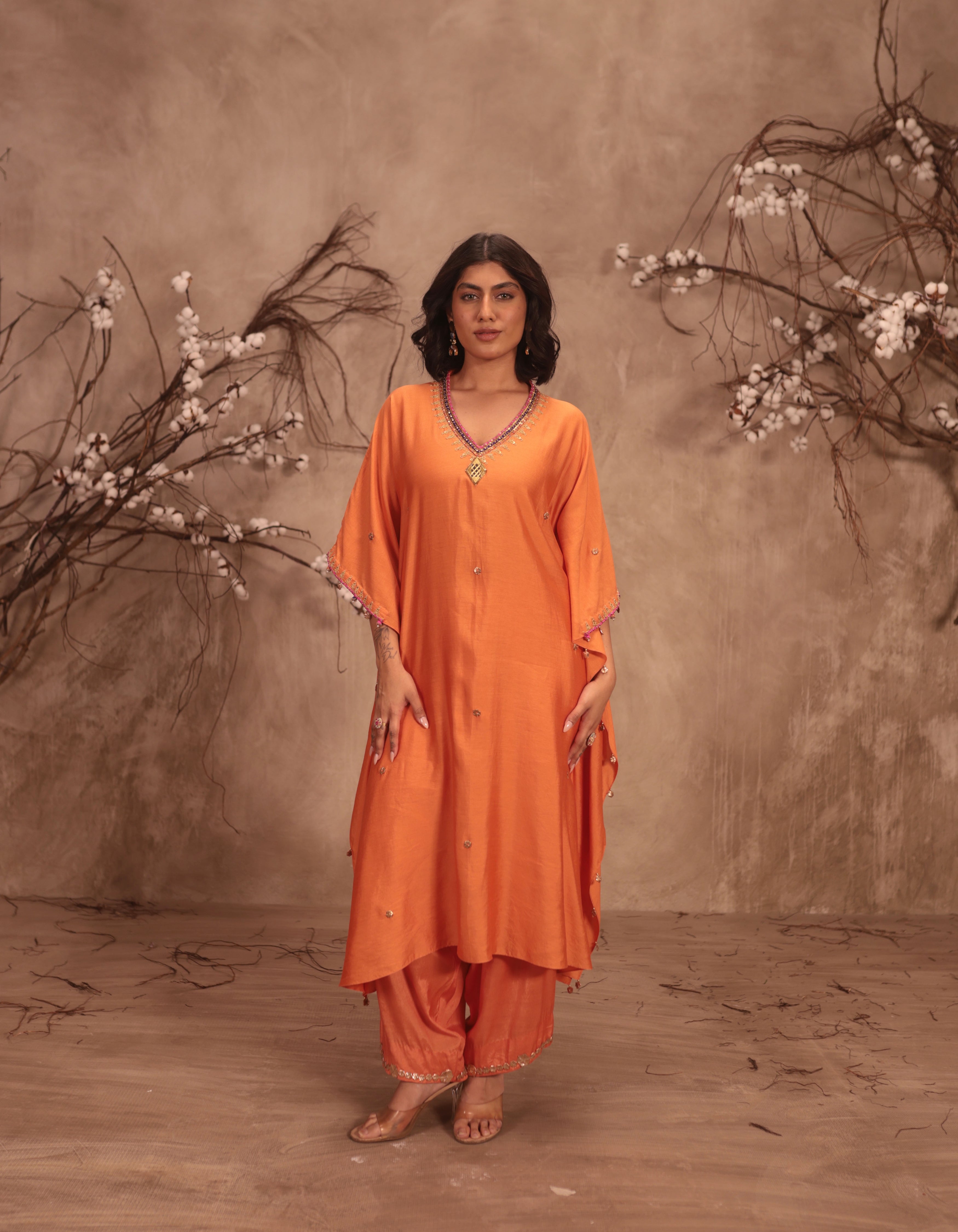 Orange Rani Kaftan Set