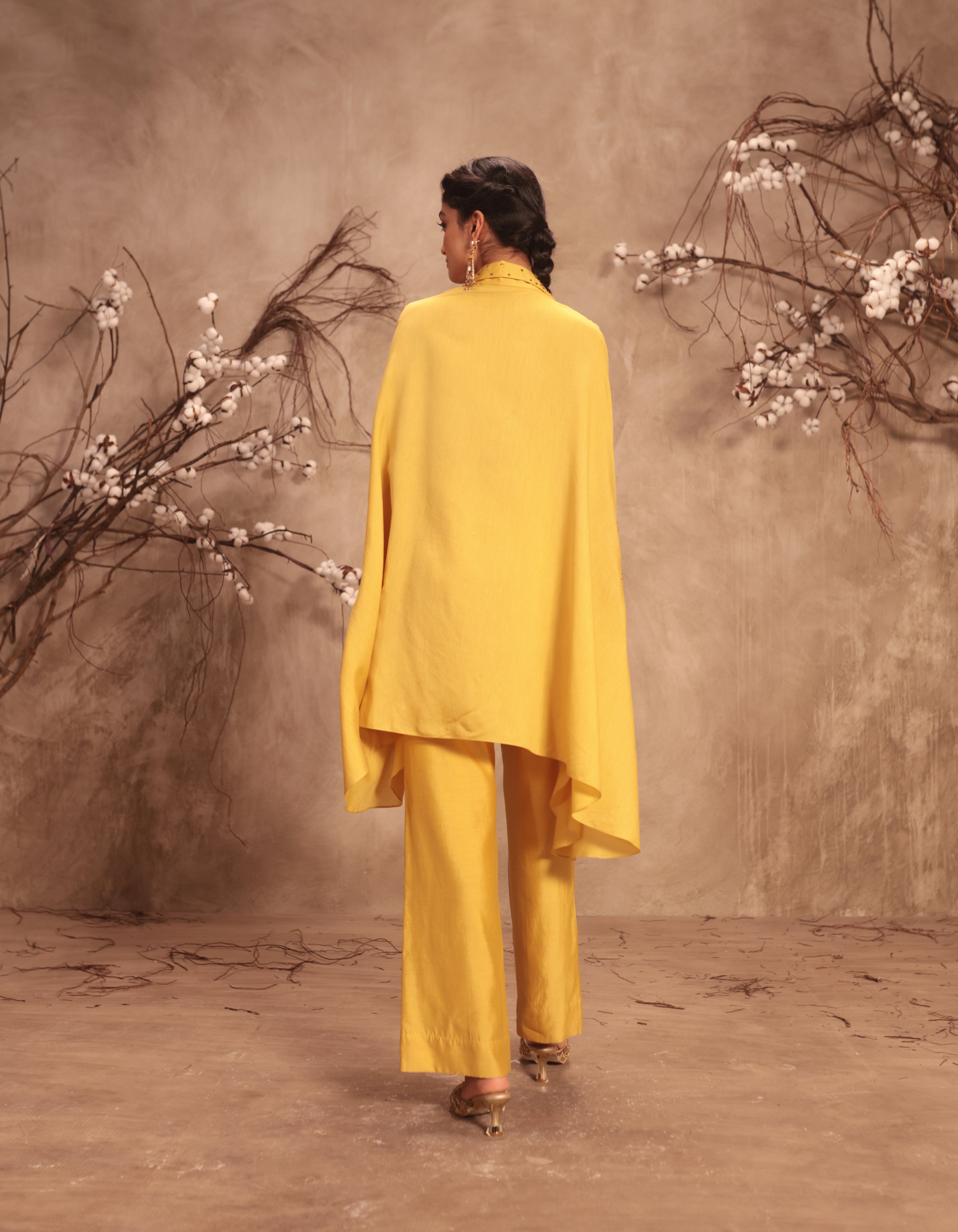 Dark Yellow Cape Rani Co-ord Set