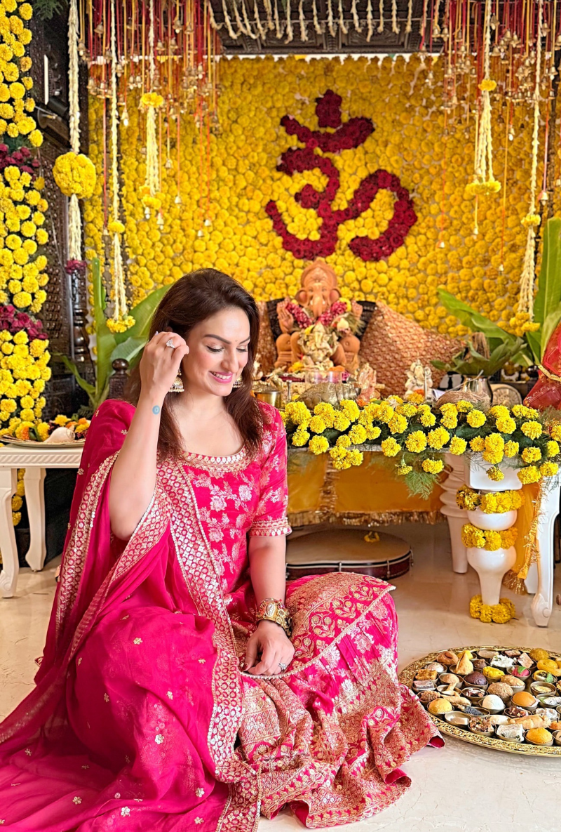 Akriti Kakar in Pink Banarsi Hoor Gharara Set