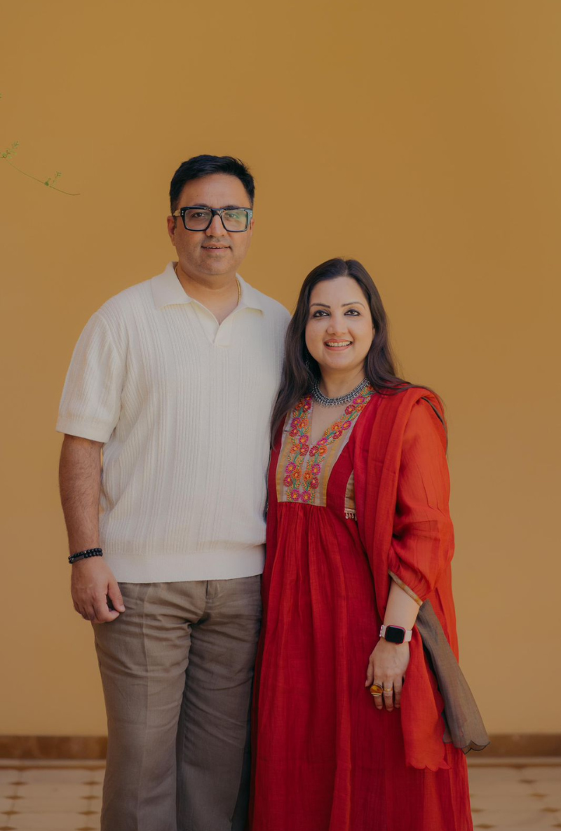 Madhuri Grover in Red Thread Work Tissue Yoke Ruhi Kurta Set