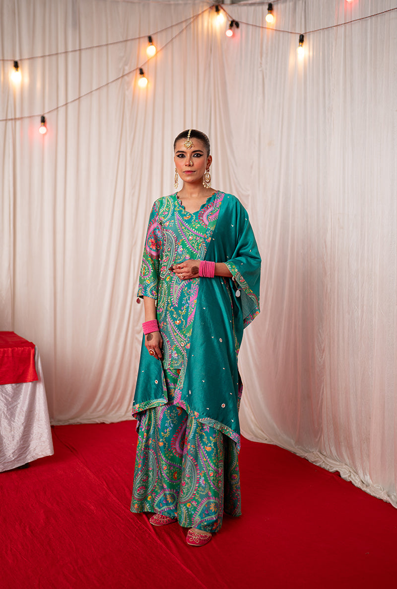 Green Printed Kikli Sharara Set