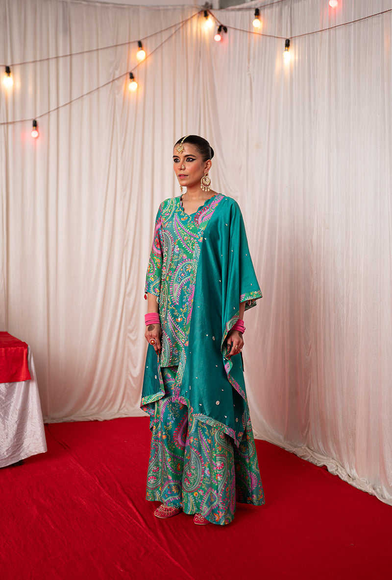 Green Printed Kikli Sharara Set