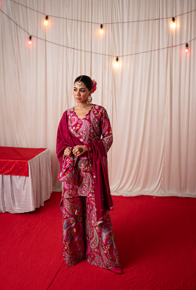 Maroon Printed Kikli Sharara Set