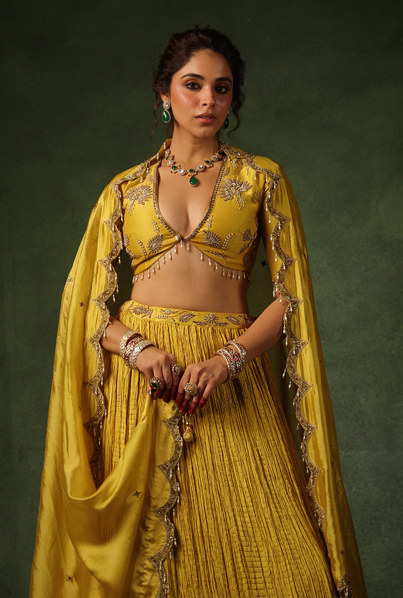 Yellow Zardosi Buta Ishq Lehenga Set