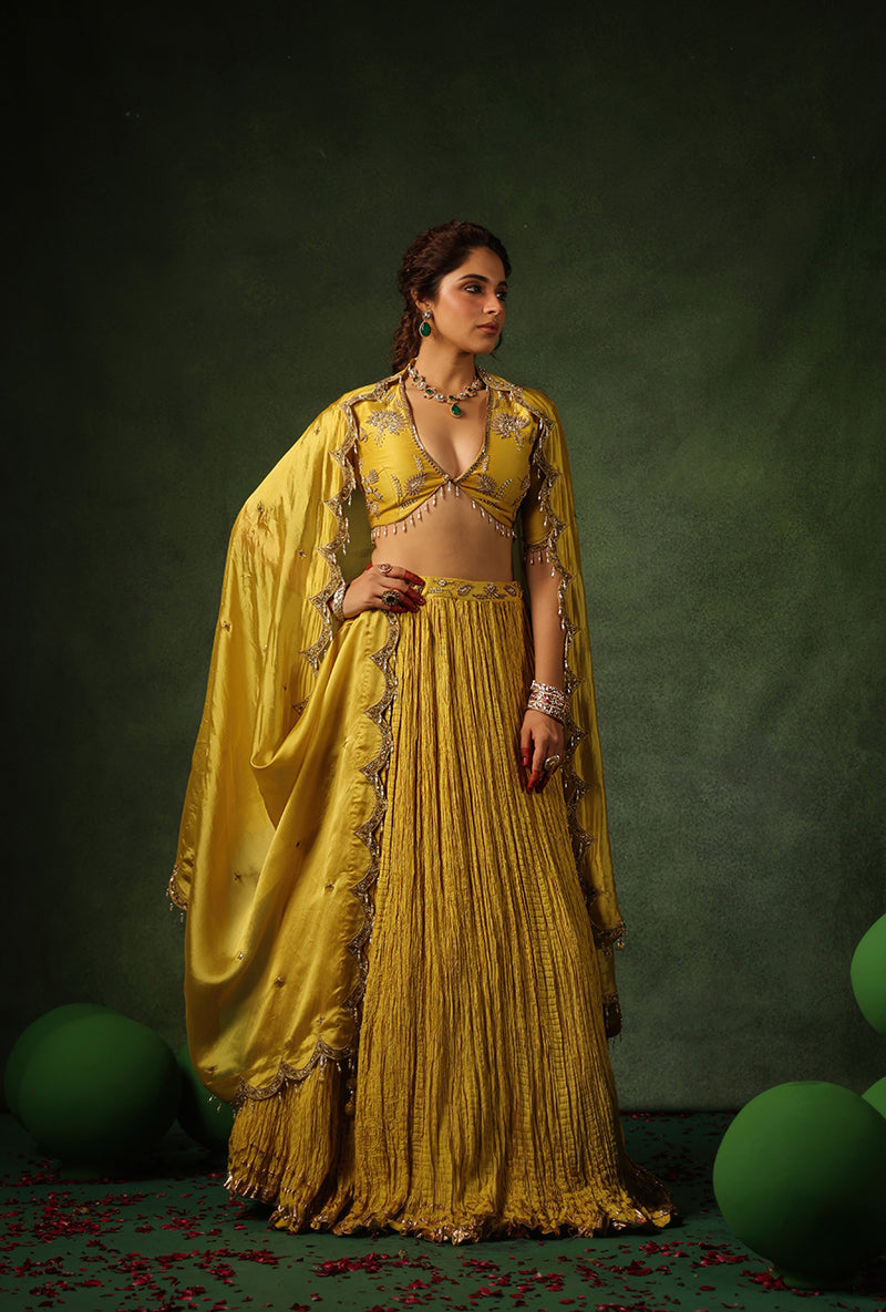 Yellow Zardosi Buta Ishq Lehenga Set
