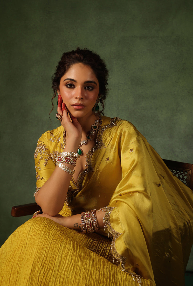 Yellow Zardosi Buta Ishq Lehenga Set