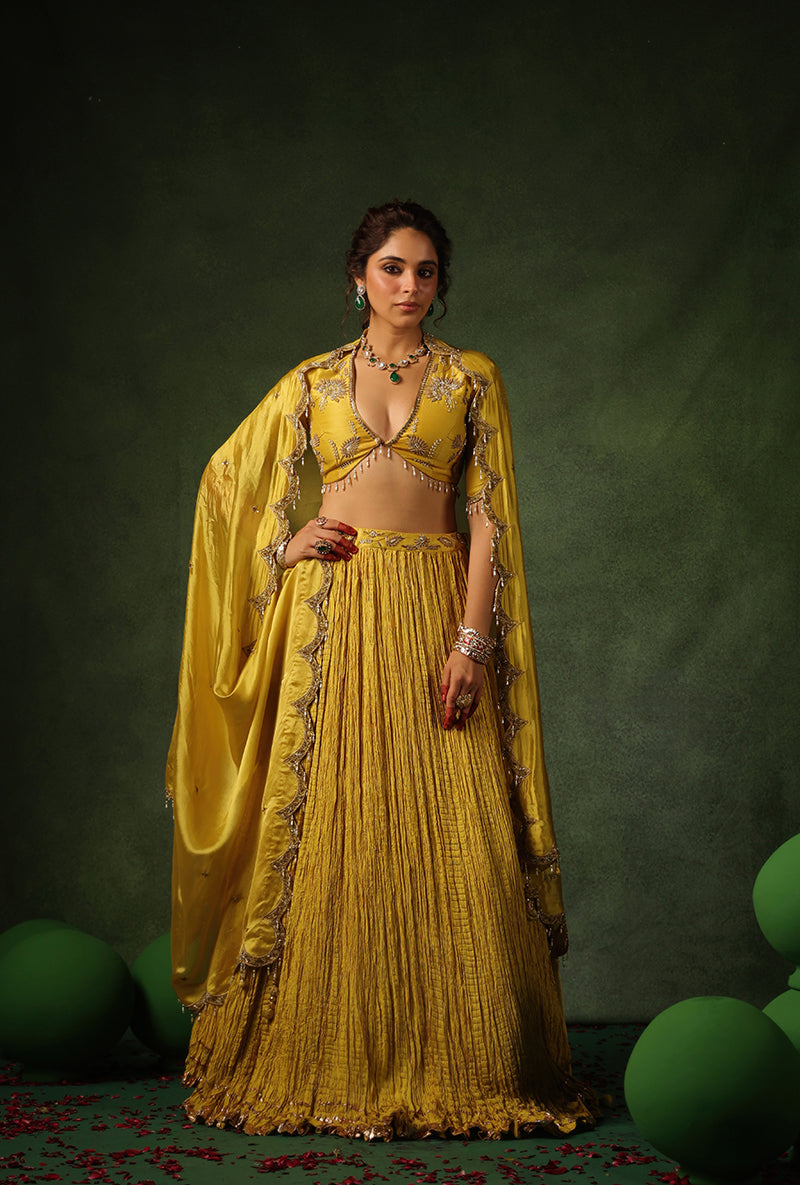 Yellow Zardosi Buta Ishq Lehenga Set