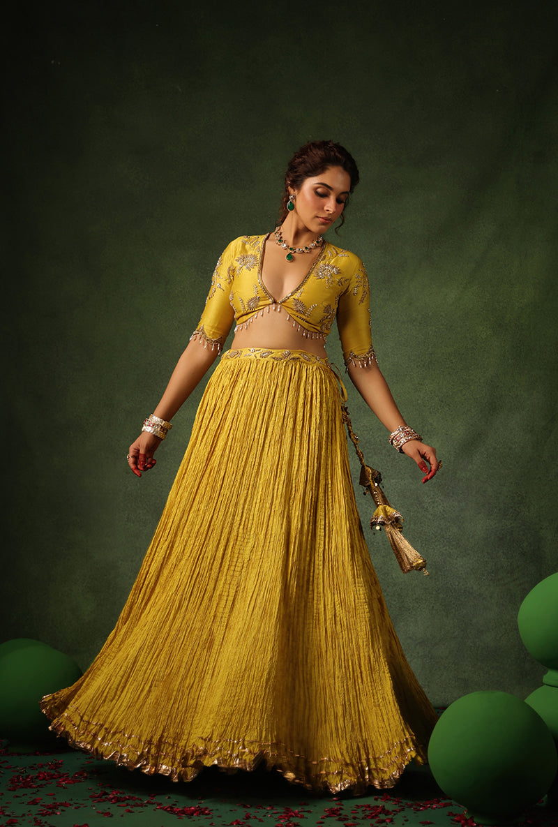Yellow Zardosi Buta Ishq Lehenga Set