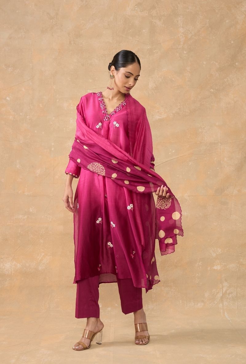 Wine Ombre Ruhi 2.0 Kurta Set
