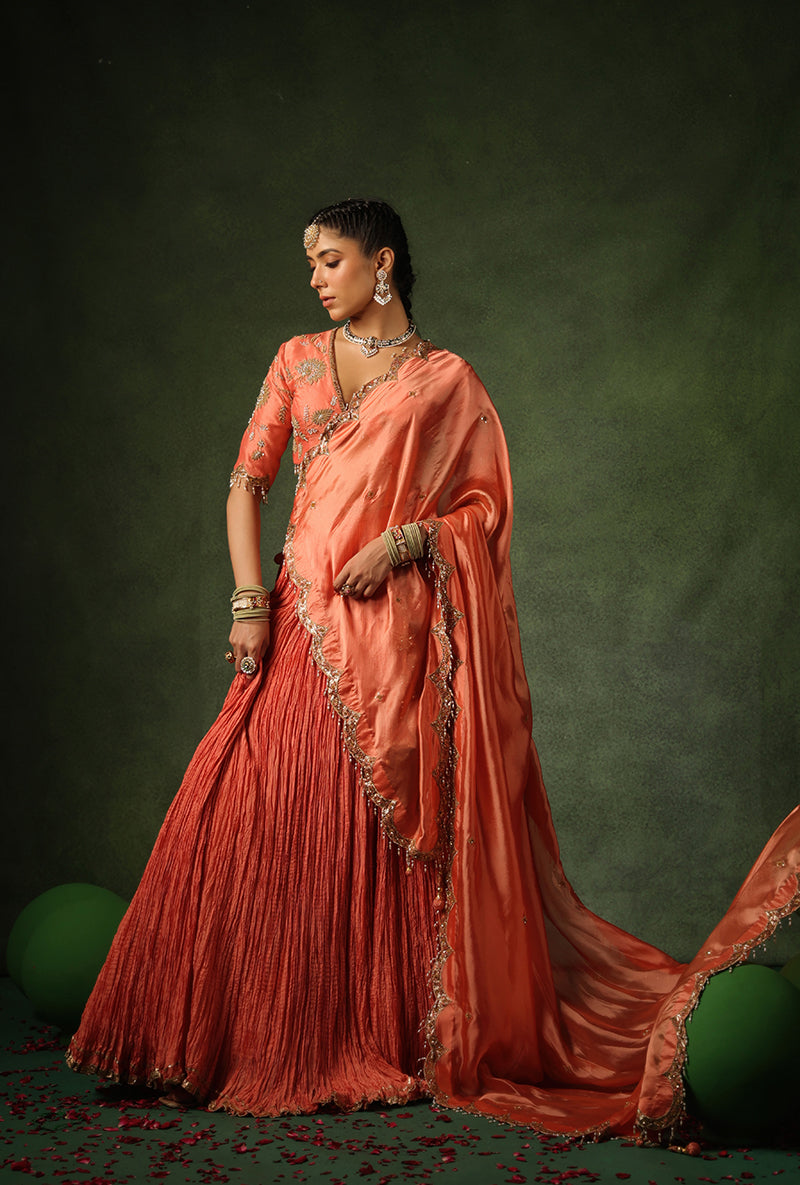 Peach Zardosi Buta Ishq Lehenga Set