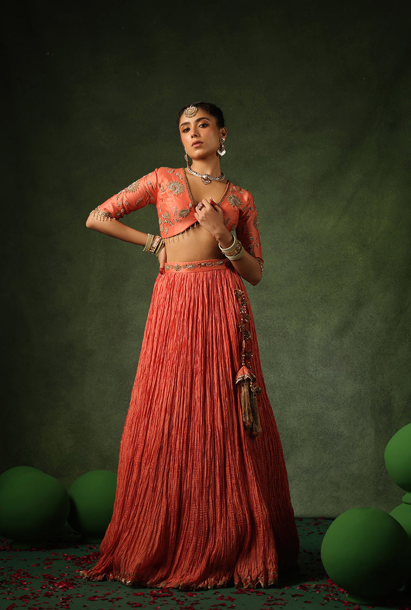 Peach Zardosi Buta Ishq Lehenga Set