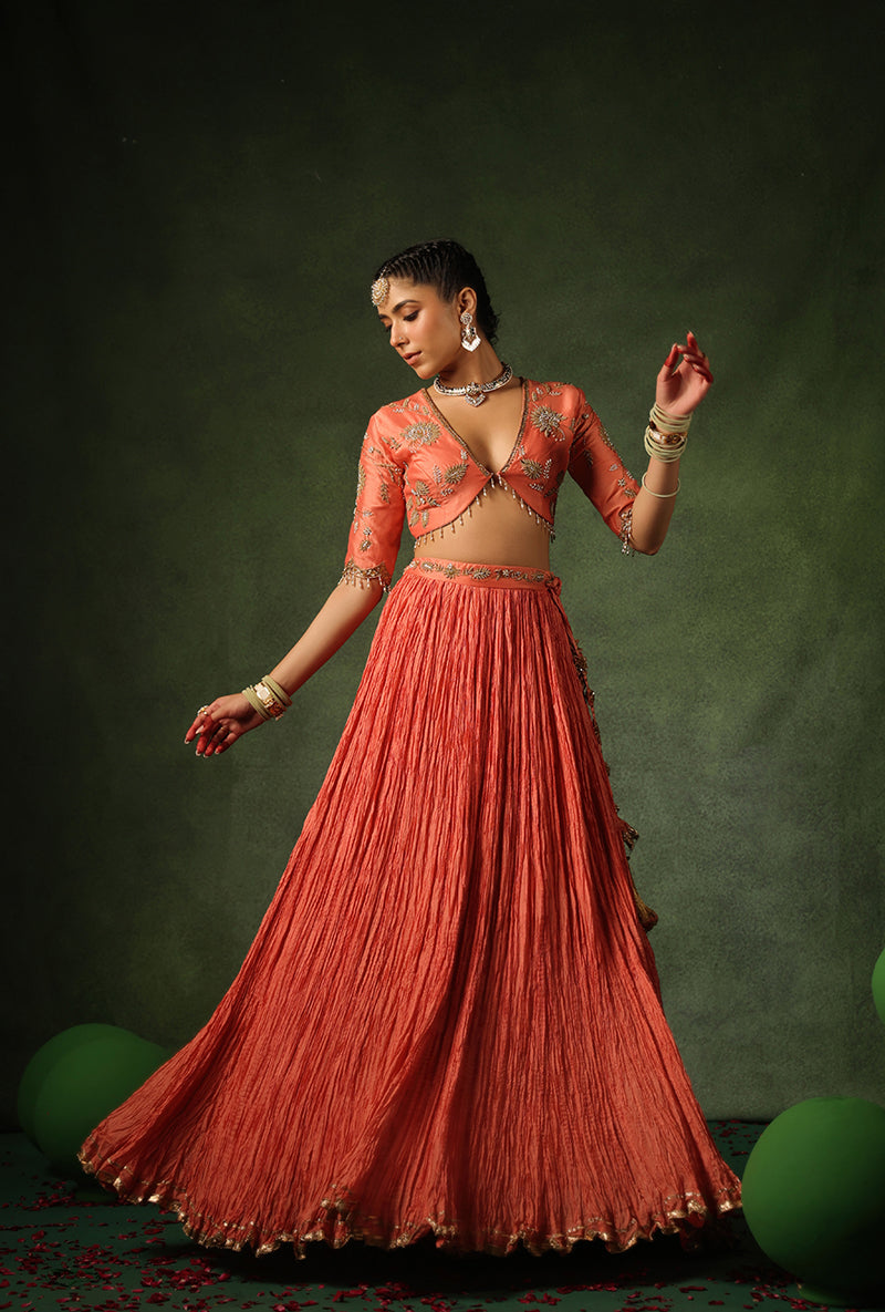 Peach Zardosi Buta Ishq Lehenga Set