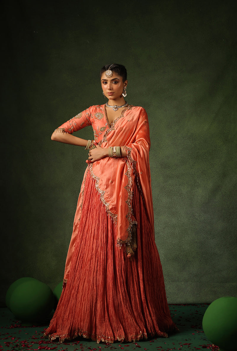 Peach Zardosi Buta Ishq Lehenga Set