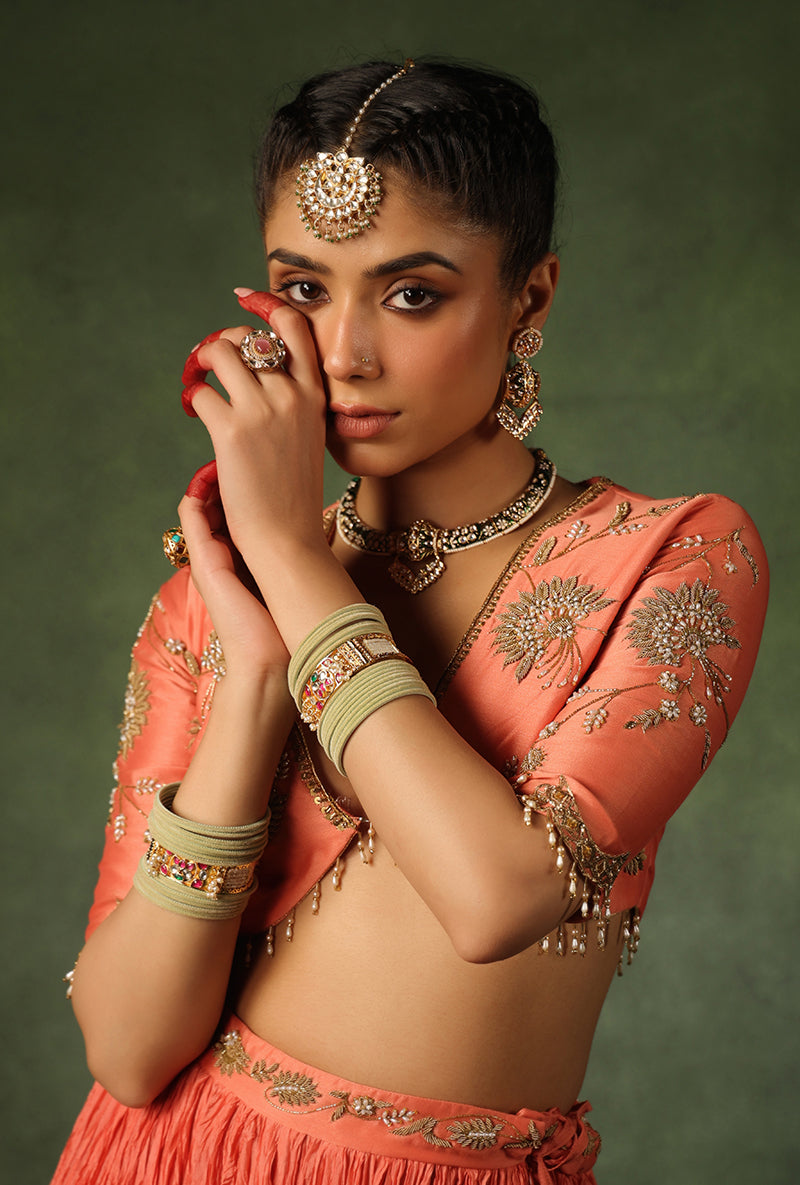 Peach Zardosi Buta Ishq Lehenga Set