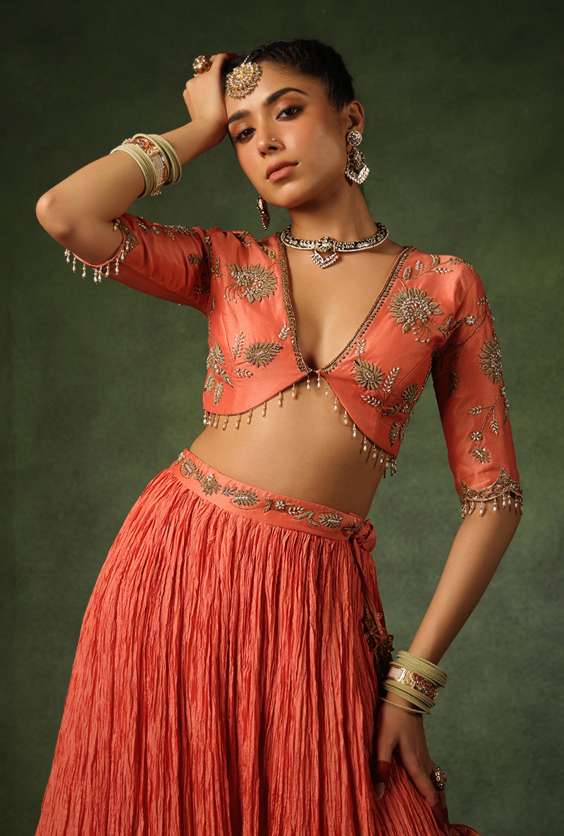 Peach Zardosi Buta Ishq Lehenga Set