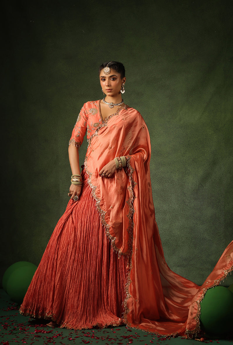 Peach Zardosi Buta Ishq Lehenga Set