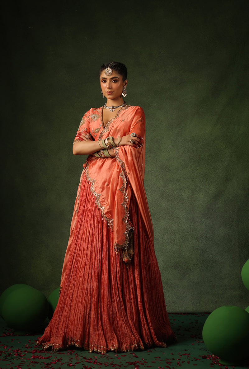 Peach Zardosi Buta Ishq Lehenga Set