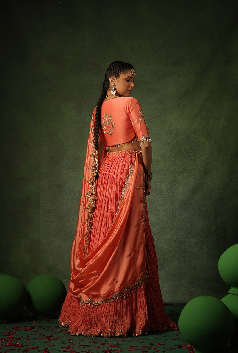 Peach Zardosi Buta Ishq Lehenga Set
