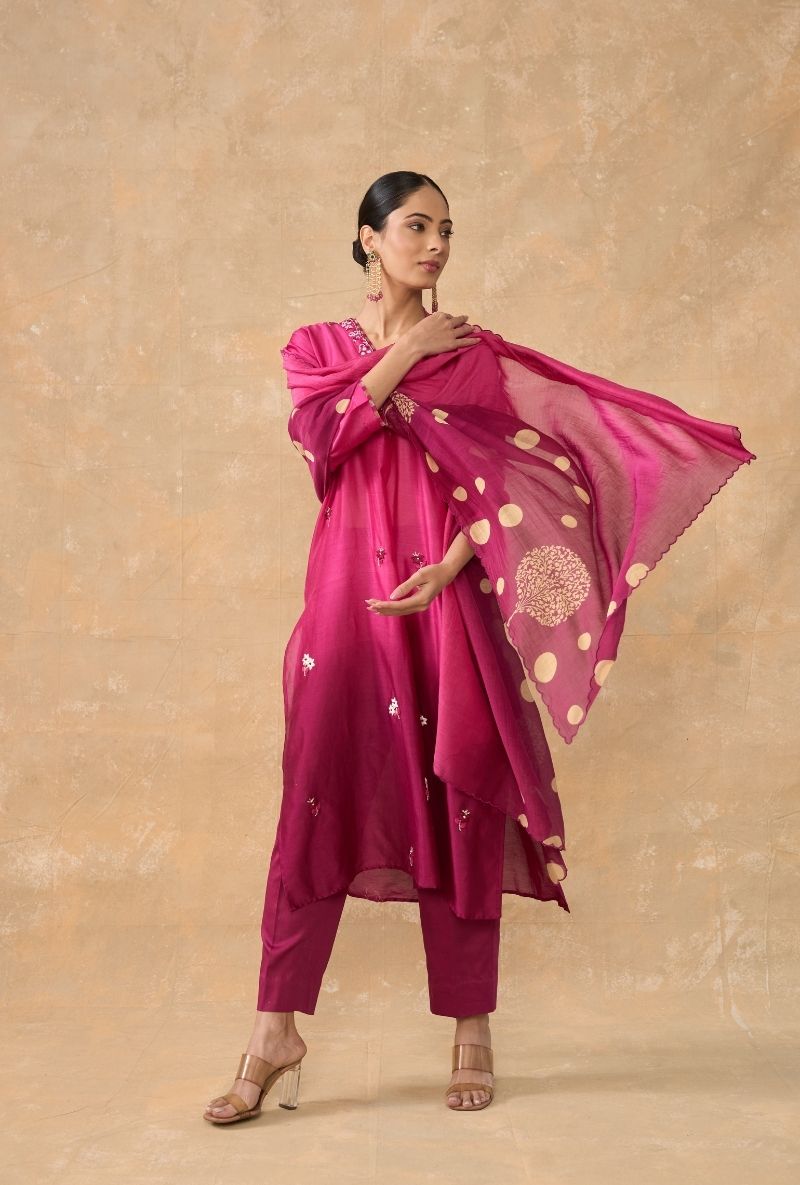 Wine Ombre Ruhi 2.0 Kurta Set