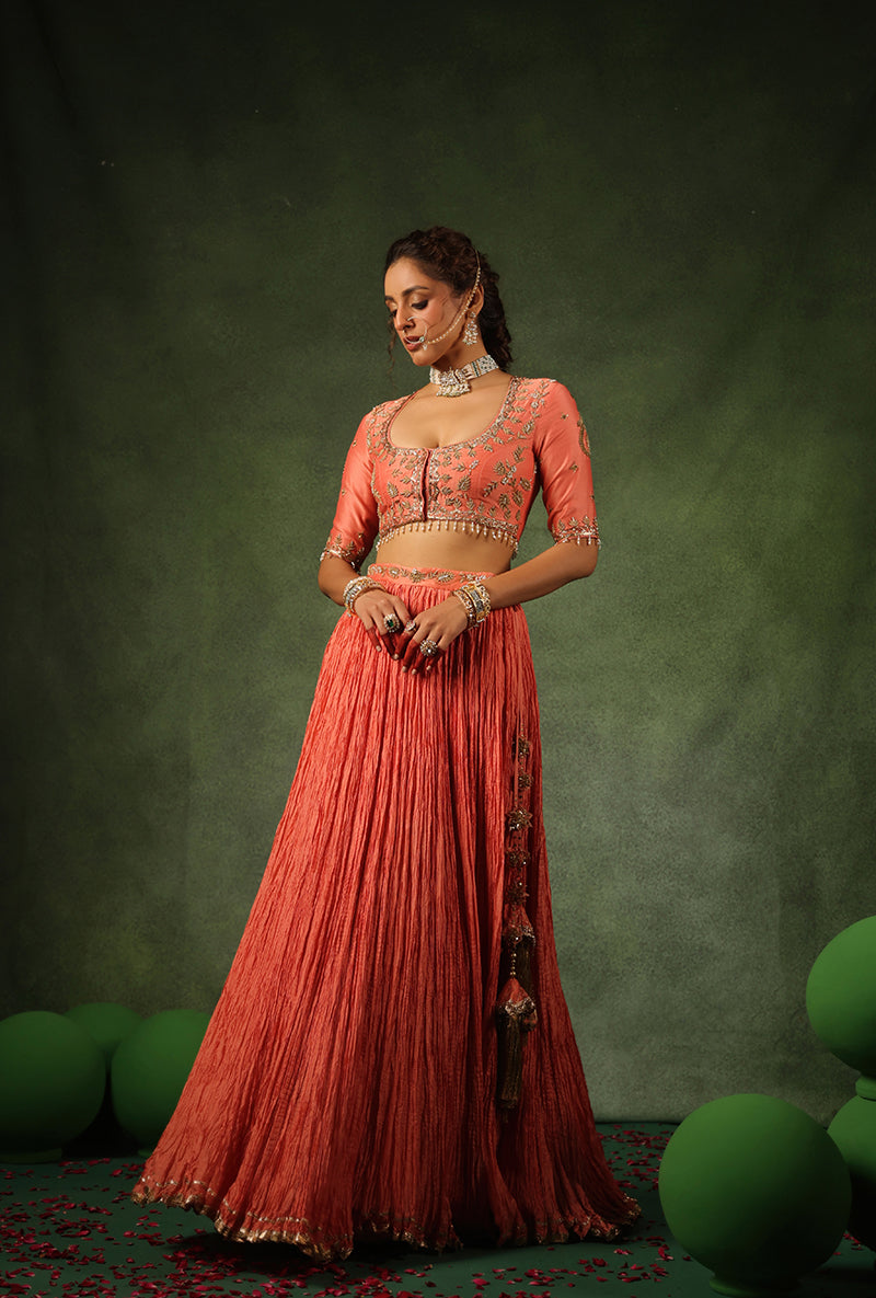 Peach Zardosi Ambi Buta Ishq Lehenga Set