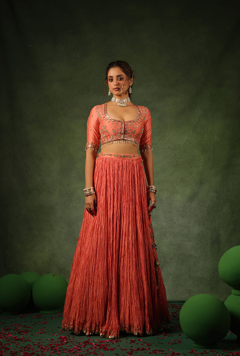 Peach Zardosi Ambi Buta Ishq Lehenga Set