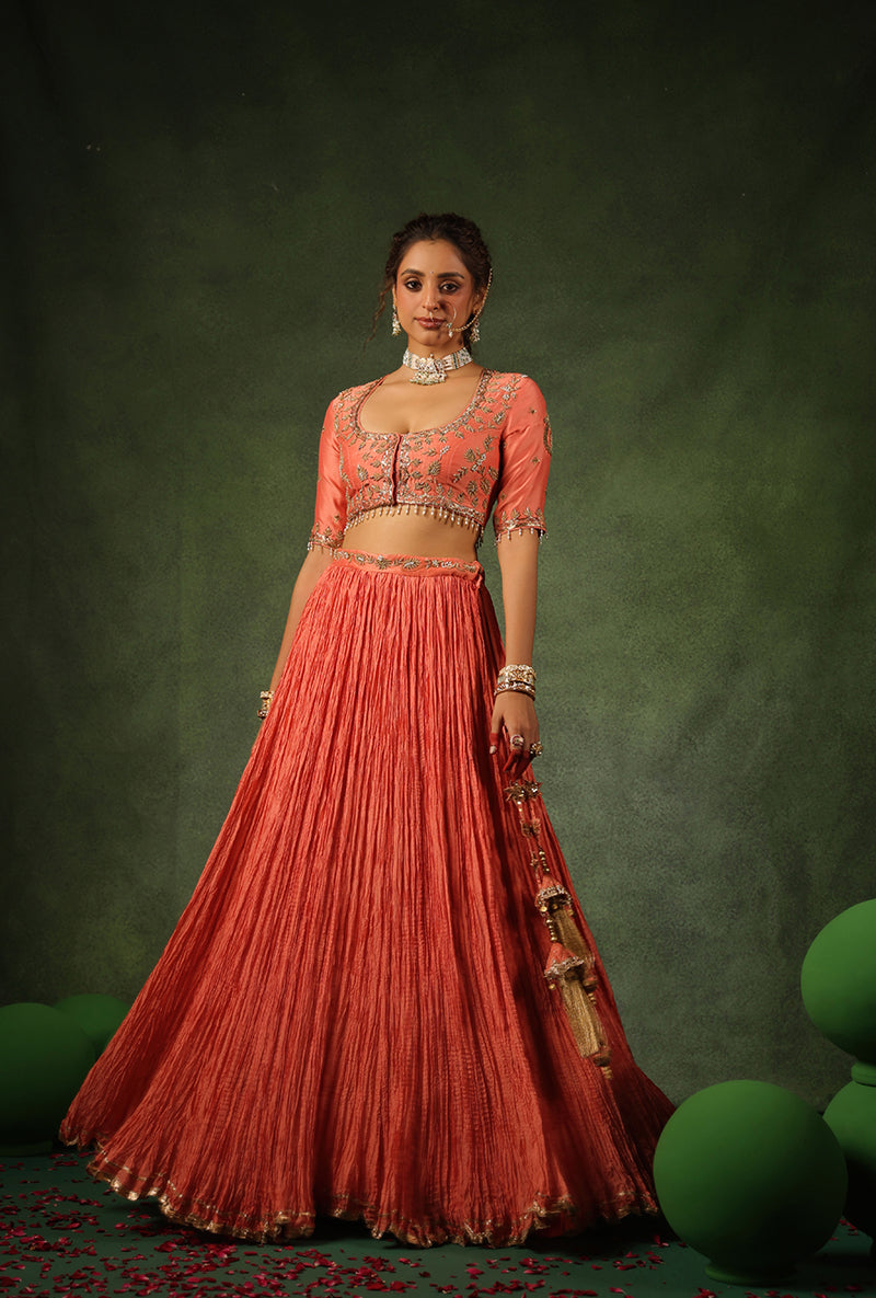 Peach Zardosi Ambi Buta Ishq Lehenga Set