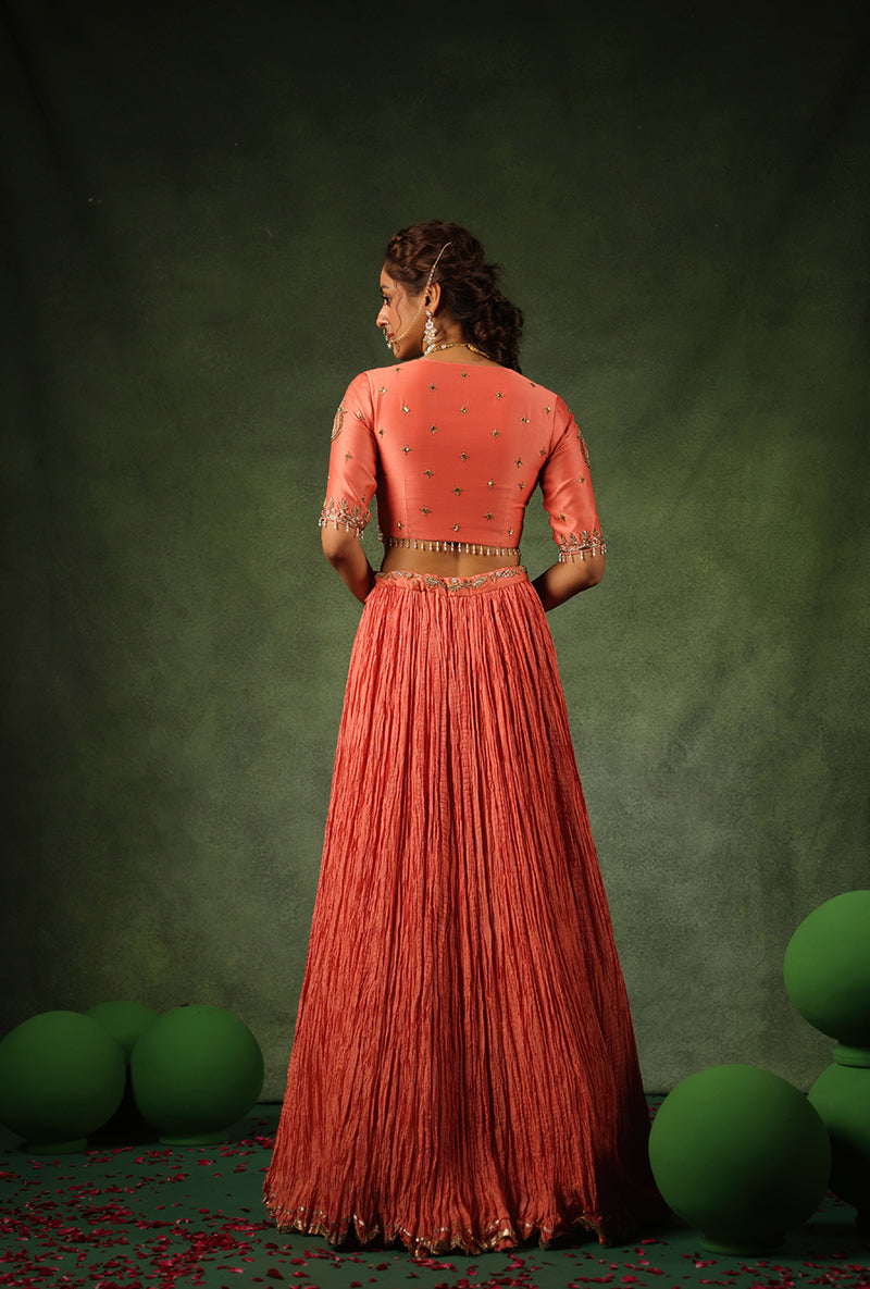 Peach Zardosi Ambi Buta Ishq Lehenga Set