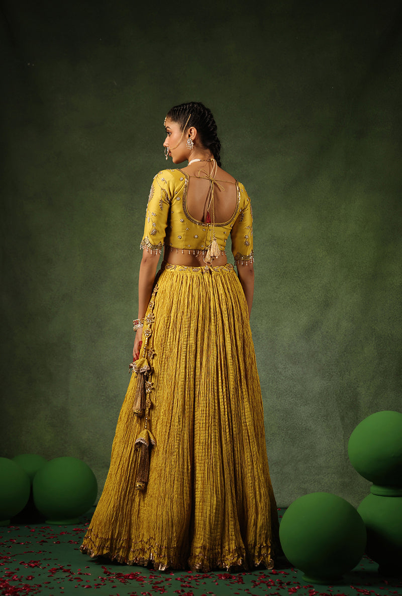 Yellow Zardosi Phool Buta Ishq Lehenga Set