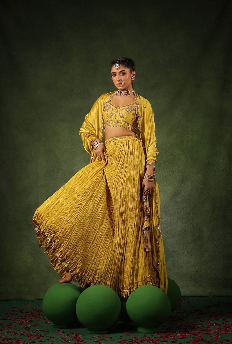 Yellow Zardosi Phool Buta Ishq Lehenga Set