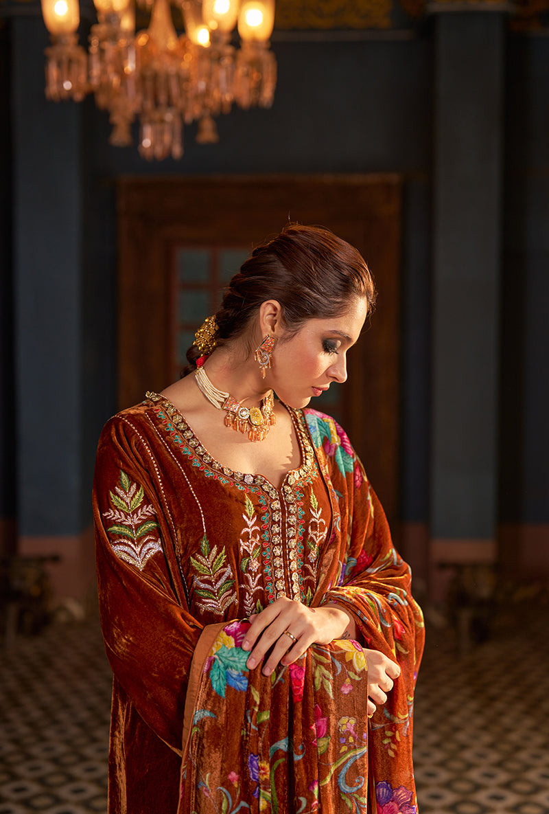 Dark Copper Kali Murad Kurta Set