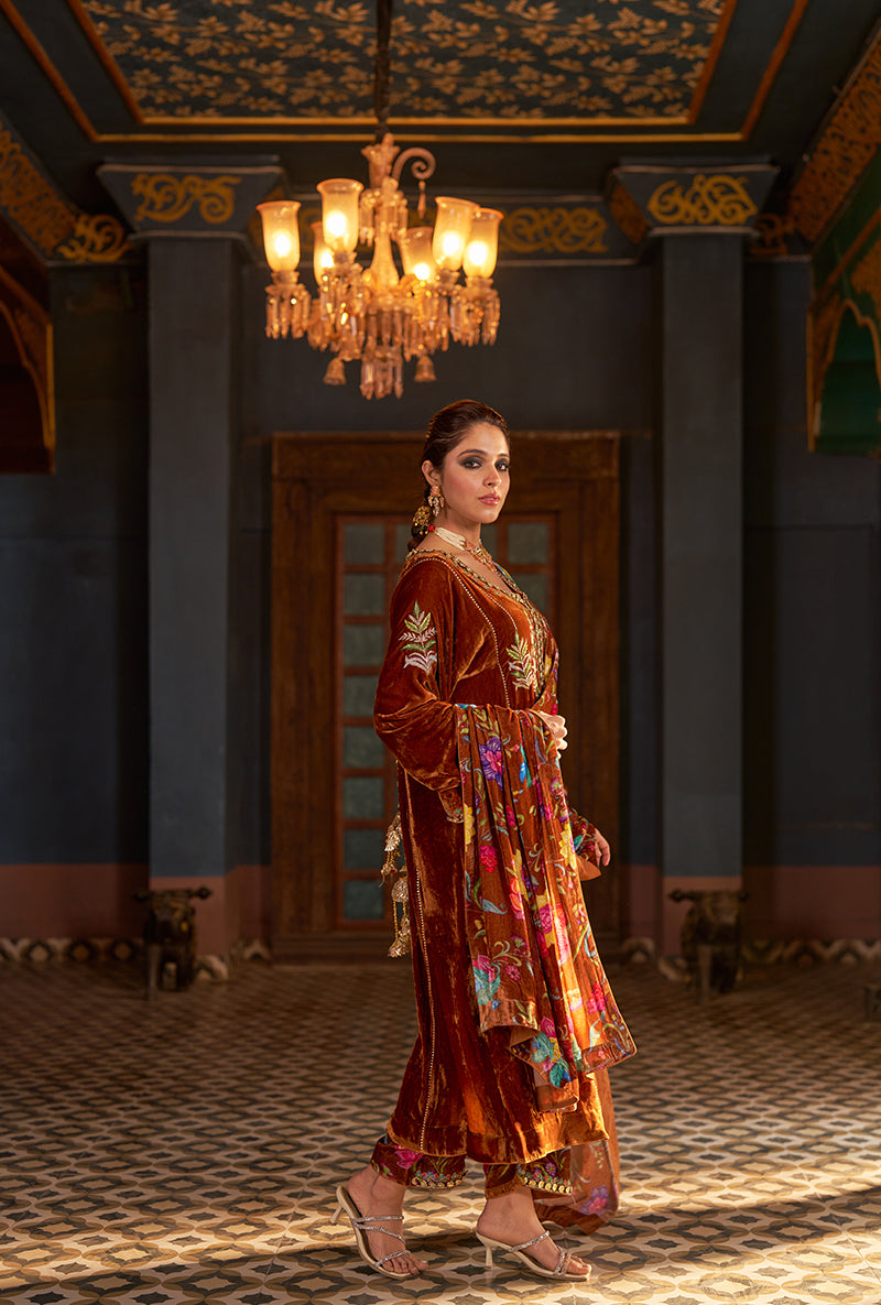 Dark Copper Kali Murad Kurta Set