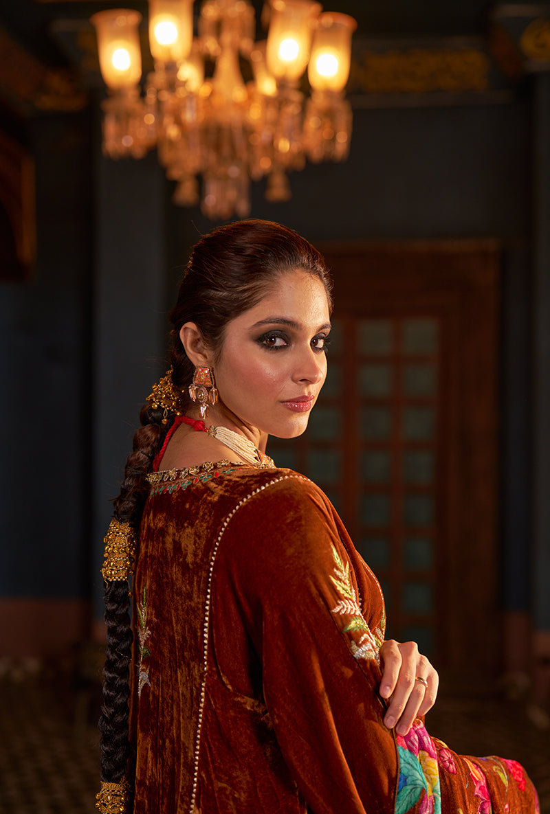 Dark Copper Kali Murad Kurta Set
