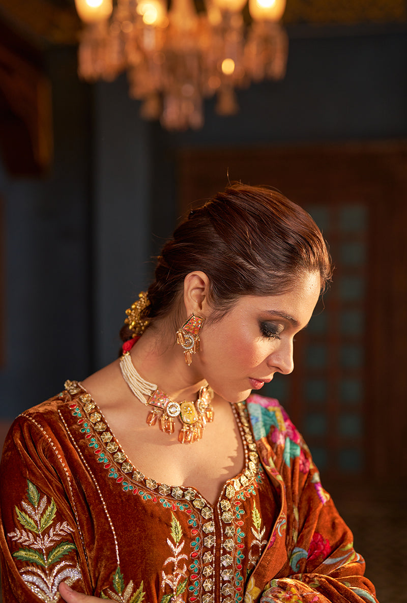 Dark Copper Kali Murad Kurta Set