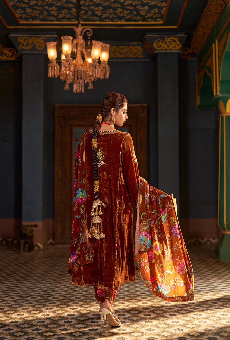 Dark Copper Kali Murad Kurta Set
