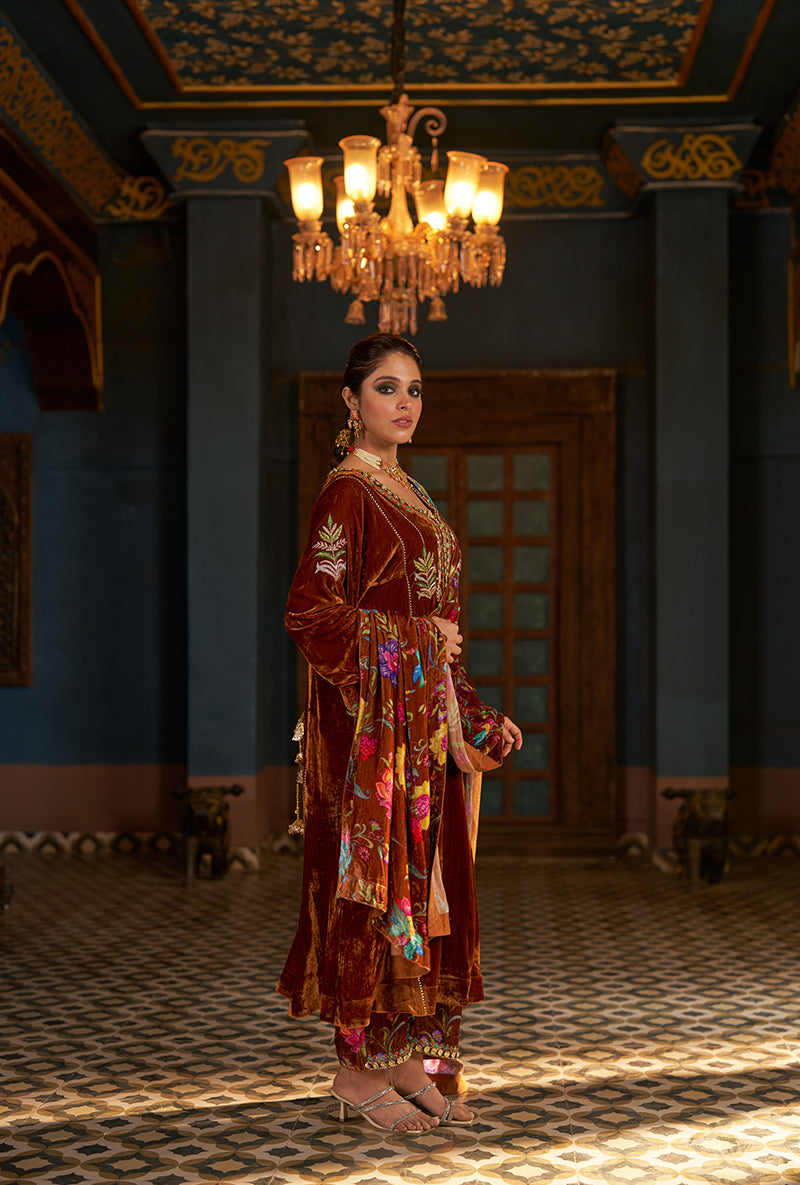 Dark Copper Kali Murad Kurta Set