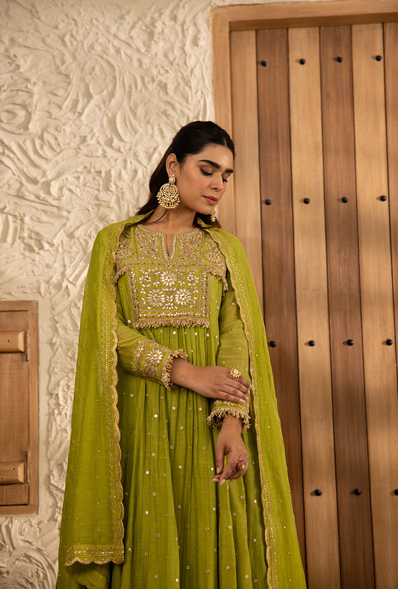 Green Gota Anarkali Masakali Kurta Set
