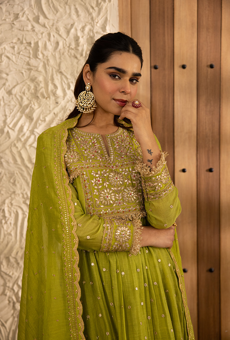 Green Gota Anarkali Masakali Kurta Set