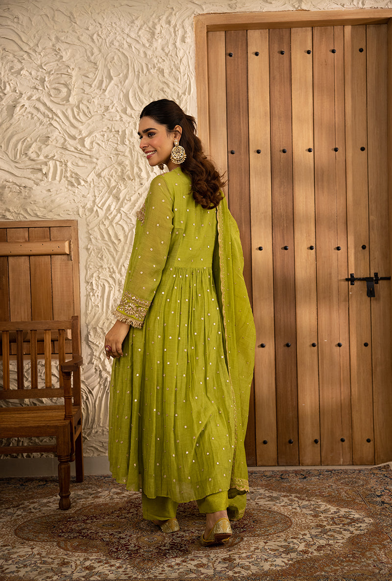 Green Gota Anarkali Masakali Kurta Set