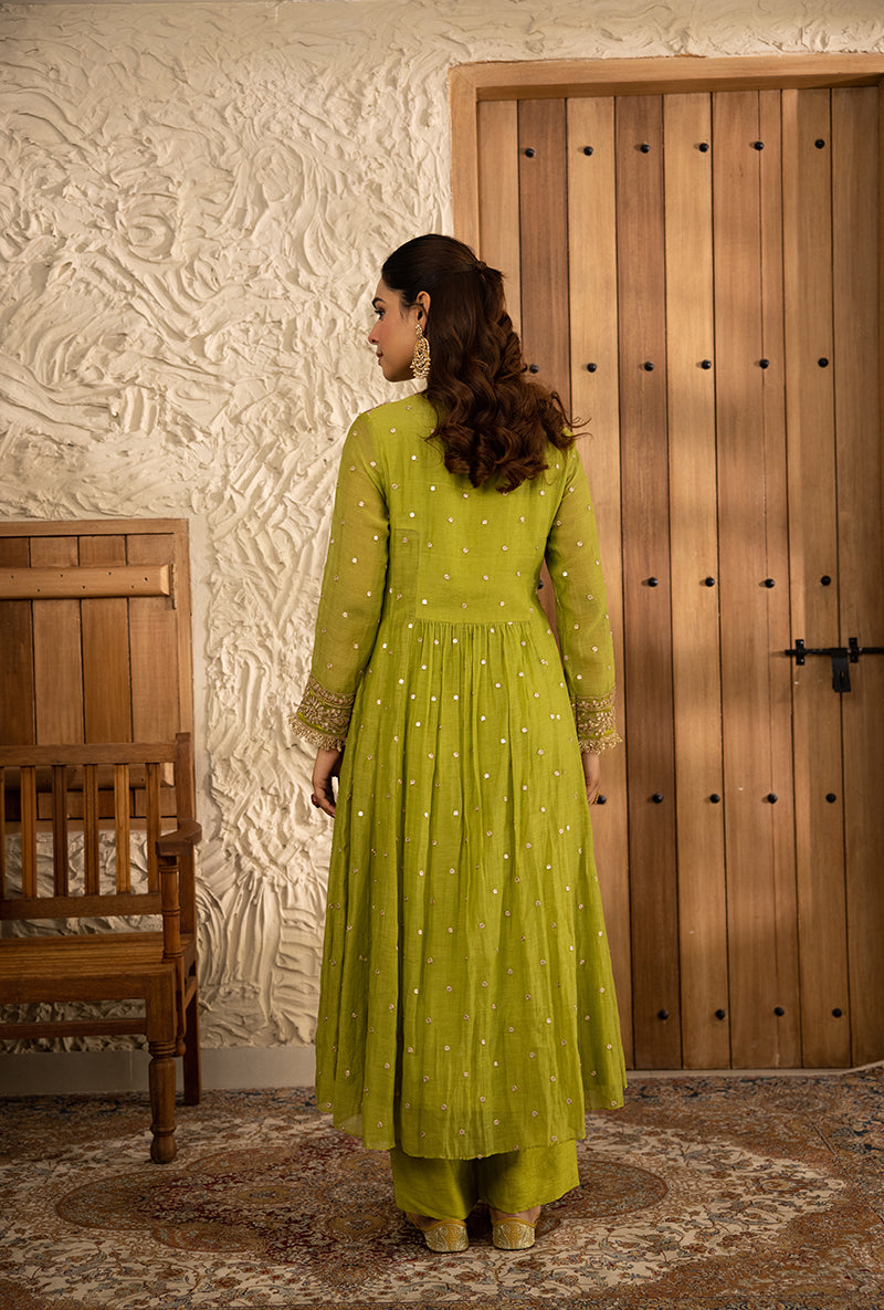 Green Gota Anarkali Masakali Kurta Set