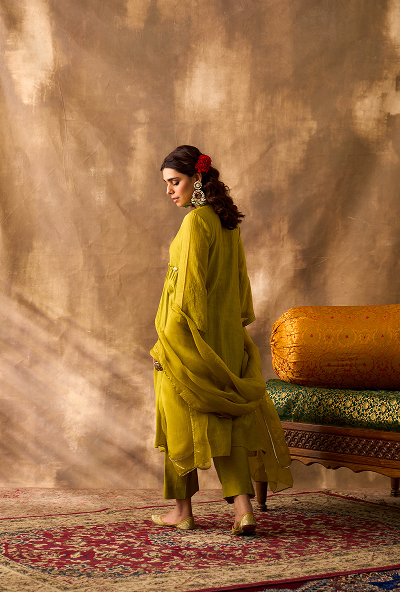Lime Green Gota Gota Work Khwaab Kurta Set