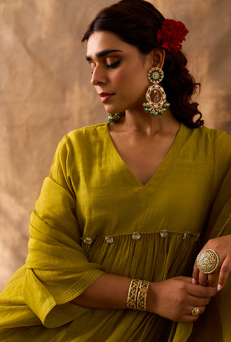 Lime Green Gota Gota Work Khwaab Kurta Set