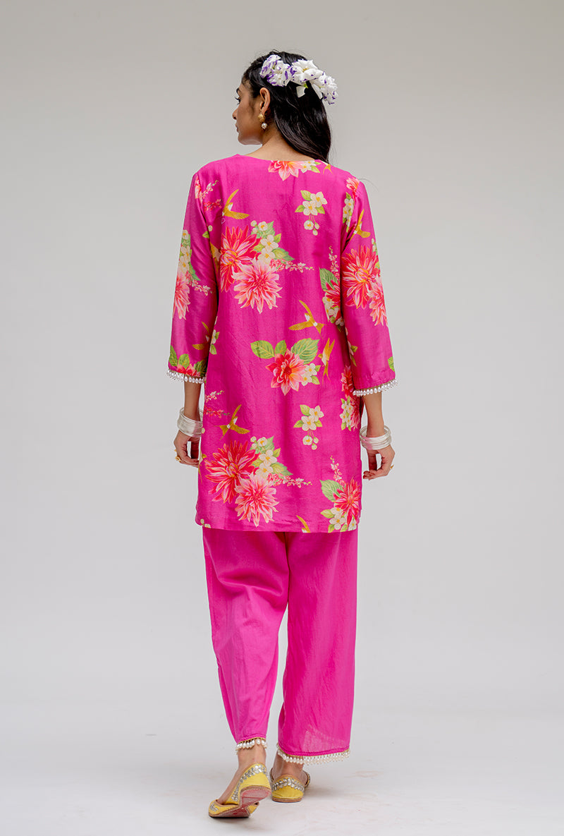 Pink Printed Short Nyra Kurta Set